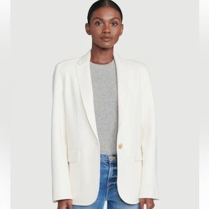 Frame Oversized Linen Boyfriend Blazer Off White
